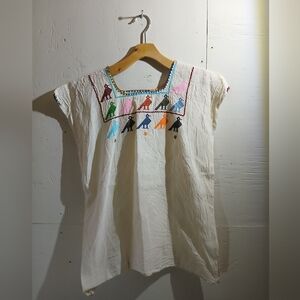 Embroidered Beige Top with Colorful Accents  ( Bag C )